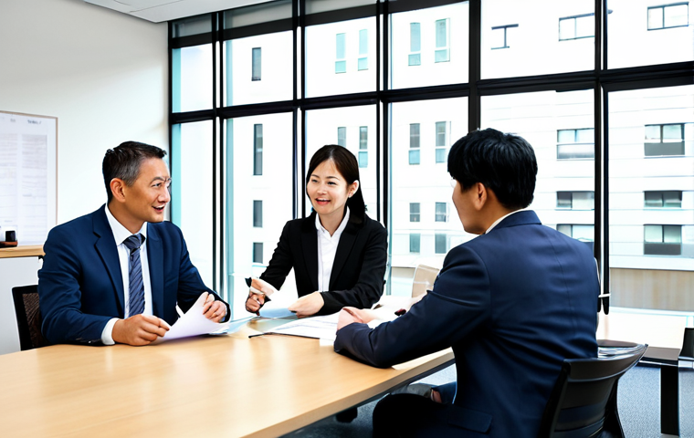 Collaborative Business Meeting**

"A diverse group of business professionals, both men and women, are sitting around a conference table in a bright, modern office. They are reviewing documents and engaging in a lively discussion, showcasing a synergistic partnership. Fully clothed in professional attire, safe for work, appropriate content, perfect anatomy, natural proportions, professional, modest, family-friendly, well-formed hands, proper finger count. Japanese business culture influence, clean and organized environment, natural lighting."

**