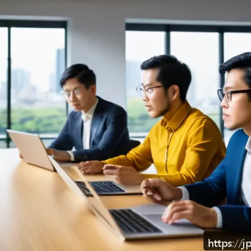 생태계 중심 사고를 위한 커뮤니티 접근법 - A diverse group of professionals from different industries and cultural backgrounds engaged in a dyn...